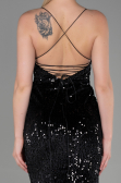 Abendkleid im Meerjungfrau-Stil Lang Samt Schwarz ABU2787