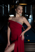 Abendkleid im Meerjungfrau-Stil Lang Rot ABU3324