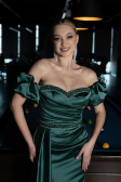 Abendkleid Lang Satin Smaragdgrün ABU3331