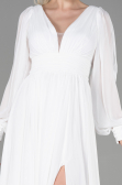 Standesamtkleid Lang Chiffon Weiß ABU1702