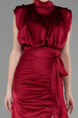 Weinrot Abendkleid Satin Lang ABU2133