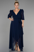 Kleider in Großen Größen Midi Chiffon Marineblau ABK1083