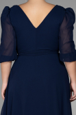 Kleider in Großen Größen Midi Chiffon Marineblau ABK1083