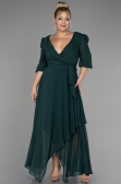 Smaragdgrün Kleider İn Groben Midi Chiffon ABK1083
