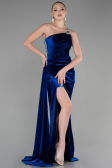 Abendkleid Lang Samt Sächsischblau ABU3365