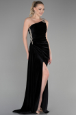 Abendkleid Lang Samt Schwarz ABU3365