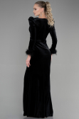 Abendkleid im Meerjungfrau-Stil Lang Samt Schwarz ABU3393