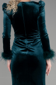 Abendkleid im Meerjungfrau-Stil Lang Samt Smaragdgrün ABU3393
