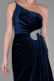 Abendkleid Lang Samt Marineblau ABU2626