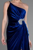 Abendkleid Lang Samt Sächsischblau ABU2626