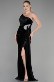 Abendkleid Lang Samt Schwarz ABU2626