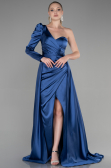Abendkleid Satin Lang Indigo ABU1715