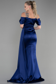 Abendkleid Lang Satin Marineblau ABU3398