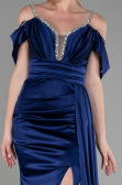 Abendkleid Lang Satin Marineblau ABU3398