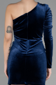 Partykleid Kurz Samt Marineblau ABK1886