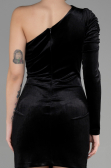 Partykleid Kurz Samt Schwarz ABK1886