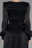 Abschlusskleid Lang Chiffon Schwarz ABU3397