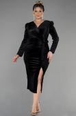 Partykleid Midi Samt Schwarz ABK1896