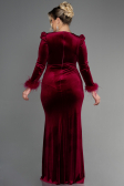 Langes Abendkleid aus Samt in Übergröße Lang Samt Weinrot ABU3394