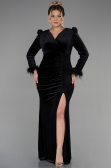Langes Abendkleid aus Samt in Übergröße Lang Samt Schwarz ABU3394