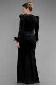 Langes Abendkleid aus Samt in Übergröße Lang Samt Schwarz ABU3394