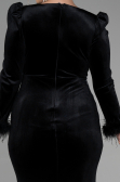 Langes Abendkleid aus Samt in Übergröße Lang Samt Schwarz ABU3394