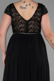 Abendgarderobe in Großen Größen Lang Chiffon Schwarz ABU3441