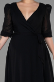 Schwarz Kleider İn Groben Midi Chiffon ABK1083