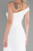 Weiß Abendkleid İm Meerjungfrau-Stil Lang ABU3324