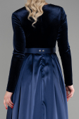 Marineblau Abendkleid Lang ABU1523