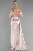 Cappuccino Abendkleid Satin Lang ABU3446
