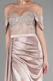Cappuccino Abendkleid Satin Lang ABU3446