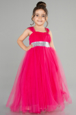 Fuchsie Abendkleid Für Kinder Lang ABU3031