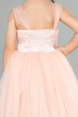 Lachs Abendkleid Für Kinder Lang ABU3031