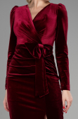 Partykleid Midi Samt Weinrot ABK1896