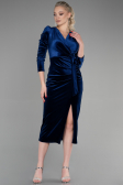 Partykleid Midi Samt Marineblau ABK1896