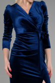 Partykleid Midi Samt Marineblau ABK1896