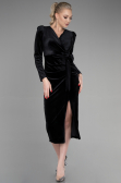 Partykleid Midi Samt Schwarz ABK1896
