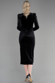 Partykleid Midi Samt Schwarz ABK1896