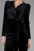 Partykleid Midi Samt Schwarz ABK1896