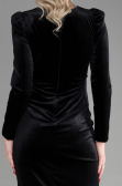 Partykleid Midi Samt Schwarz ABK1896