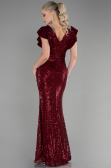 Abendkleid im Meerjungfrau-Stil Lang Weinrot ABU1481