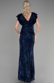 Abendkleid im Meerjungfrau-Stil Lang Marineblau ABU1481