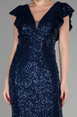 Abendkleid im Meerjungfrau-Stil Lang Marineblau ABU1481
