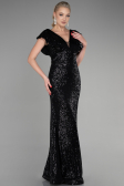 Abendkleid im Meerjungfrau-Stil Lang Schwarz ABU1481