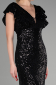 Abendkleid im Meerjungfrau-Stil Lang Schwarz ABU1481