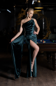 Grün Abendkleid Samt Lang ABU3365