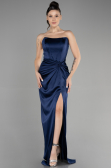 Abschlusskleid Lang Satin Marineblau ABU3474