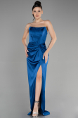 Abschlusskleid Lang Satin Azurblau ABU3474