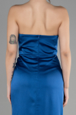 Abschlusskleid Lang Satin Azurblau ABU3474